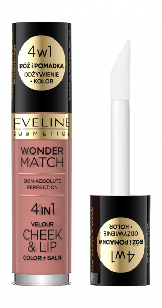 Eveline Wonder Match 4-in-1 Velour Cheek & Lip Color Balm Жидкая помада-румяна для лица | 01